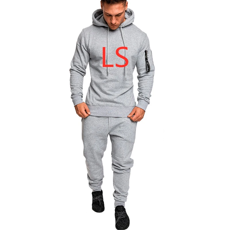 LS For men's Customn любой логотип весна осень спортивный костюм наборы мужская повседневная одежда толстовка потертые брюки костюмы Топ пальто