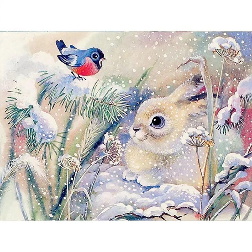 

Cross Stitch DIY Painting 5D Diamond Home Decor Rabbit Bird Picture Embroidery Pattern Wall Art Sticker Mosaic Full Square Drill