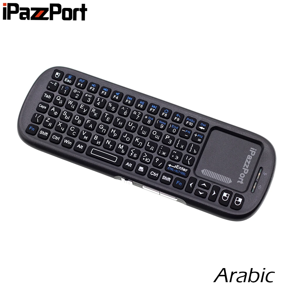

iPazzPort 19s Arabic Keyboard 2.4G Mini Wireless Keyboard Air Mouse with TouchPad for Google Android TV Box, Mini PC, Laptop