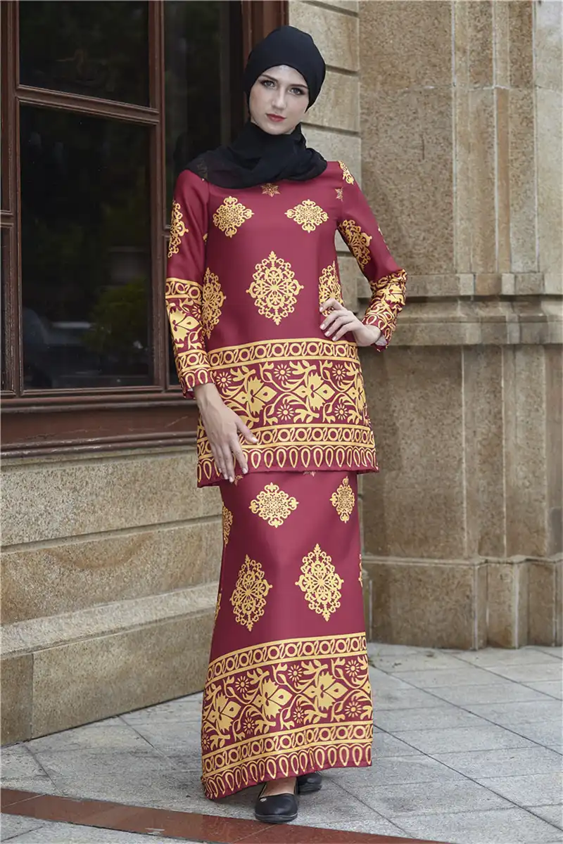 Elegant Muslim Costumes Silky Traditional Islamic Clothing Malay