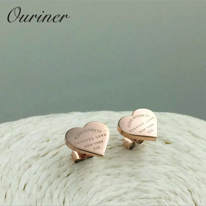 

Stainless Steel Rose Gold Color Luxury Love Heart Earring Women 'Forever love" Stamp Women Stud Earring Jewelry KE009-1