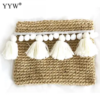 

Straw Miracle Tassel Woven Clutch Bag Party Wedding Bag Hollow Women Handbags Brand Designer Female Clutches Bolsos Femme