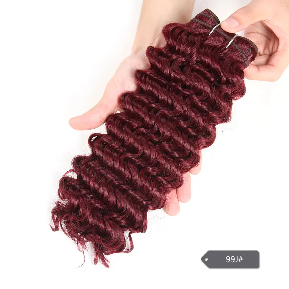 Extensão do Cabelo Elegante Duplo Desenhado Brasileiro Remy Humano 113g Solto Onda Profunda Cabelo Tecer Cores Vermelhas Pacotes 1pcs 4 High Quality Apliques e perucas