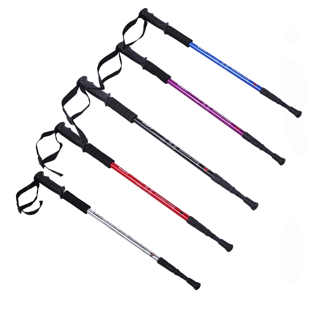 Venta caliente de alta calidad Durable Anti-shock caminar senderismo 4 secciones mango recto senderismo escalada Venta caliente de alta calidad Durable Anti-shock caminar senderismo 4 secciones mango recto senderismo escalada