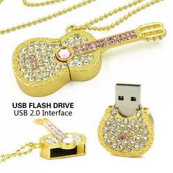 Clé USB colorée en diamant 2.0, 8 go 16 go 32 go, disque U, or, argent, cristal, guitare, cadeau 
