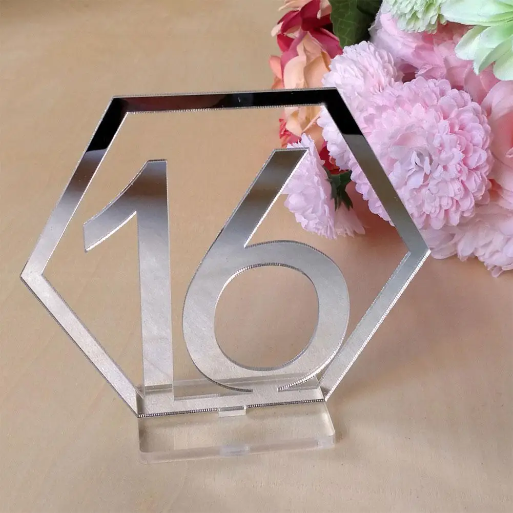 

Wedding Table Number 1-20 Hexagon Standing Numbers Decor Wedding Table Plate Sign Centerpiece