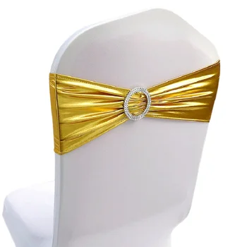 

(10pieces/lot) Gold Stamping Chair Sash Band Stretch Spandex Chair Cover with Ring for Wedding Party Chirstmas Chair Decoration