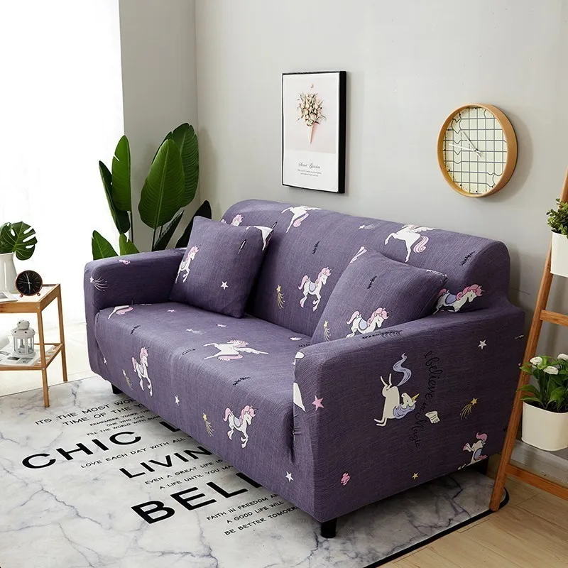 1/2/3/4 местный цветок, растение, свадебная брошь, принт для диванов гибкие стрейч большая эластичность чехол для дивана диван мебель протектор чехол - Цвет: Unicorn