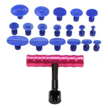Auto Body Car Paintless Dent Repair T-Bar Puller 18 Tabs Set Hail Damage Removal PDR Tools Kit