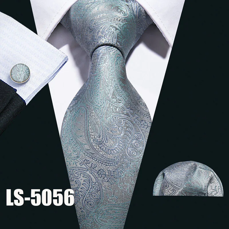 LS-337, хит, мужской галстук, синий, в полоску, шелк, жаккардовый плетеный галстук, галстук, Hanky, запонки, набор для мужчин, официальный, для свадьбы, вечеринки, бизнеса - Цвет: LS5056