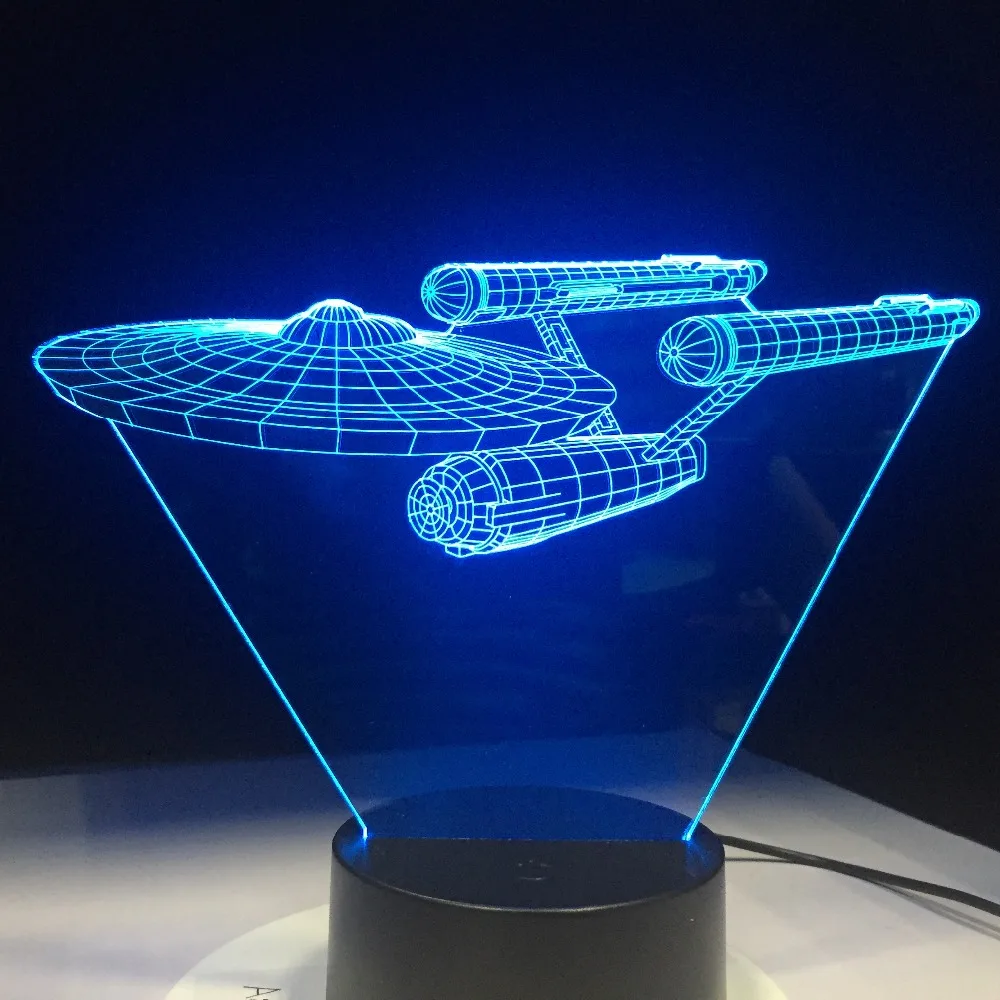 Star Trek предприятия 3D светодиодный USB ночник красочные Таблица Lights творческий настольные лампы для Для детей комнаты Прямая доставка