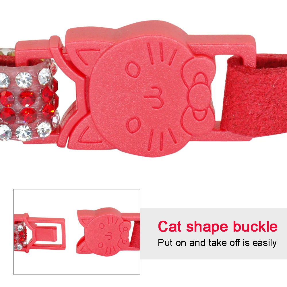 Cat Collar Personalized Accessories Crystal Cats Products for Pets Quick Release Rhinestone Leather Kitten Collar with Id Tag