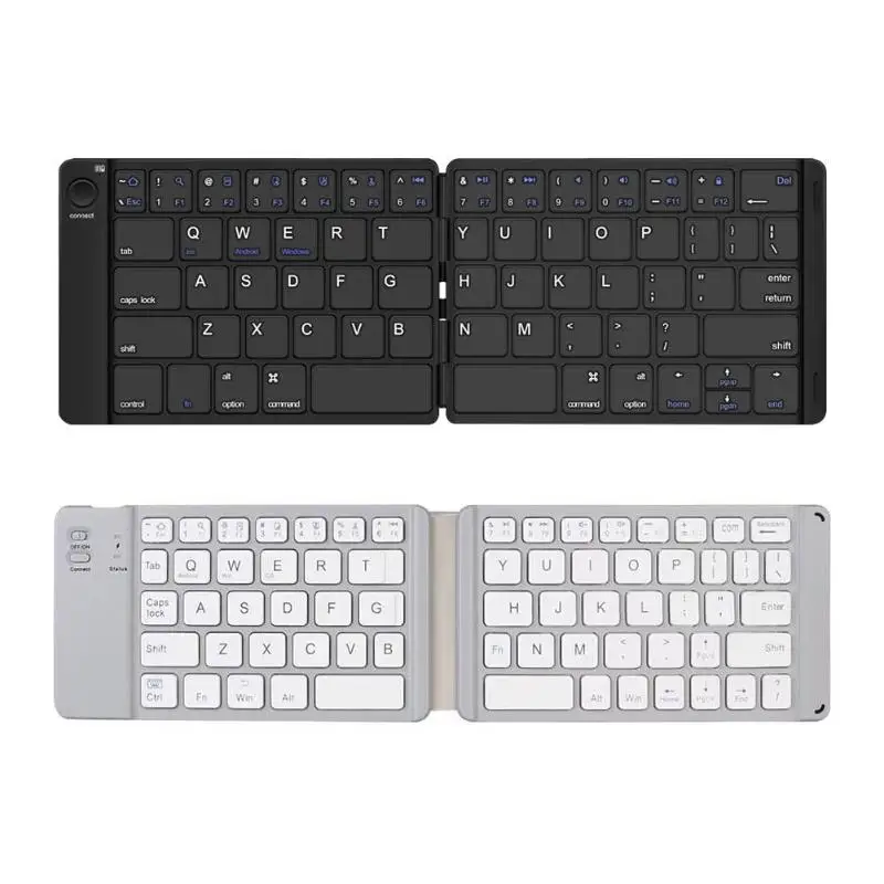 

2 Colors Portable Mini Leather Folding Keyboards Bluetooth Wireless Laptop Tablet Membrane Keyboard for Laptop Tablets