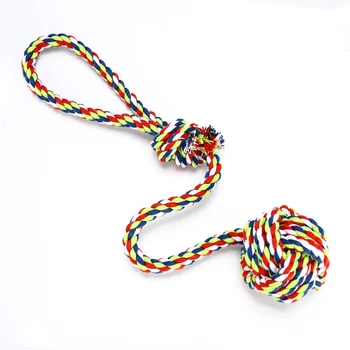 

HACHIKITTY Dog Knot Rope With Ball For Aggressive Chewers Interactive Play Washable 100% Cotton Colourful Pet Toys XF0007