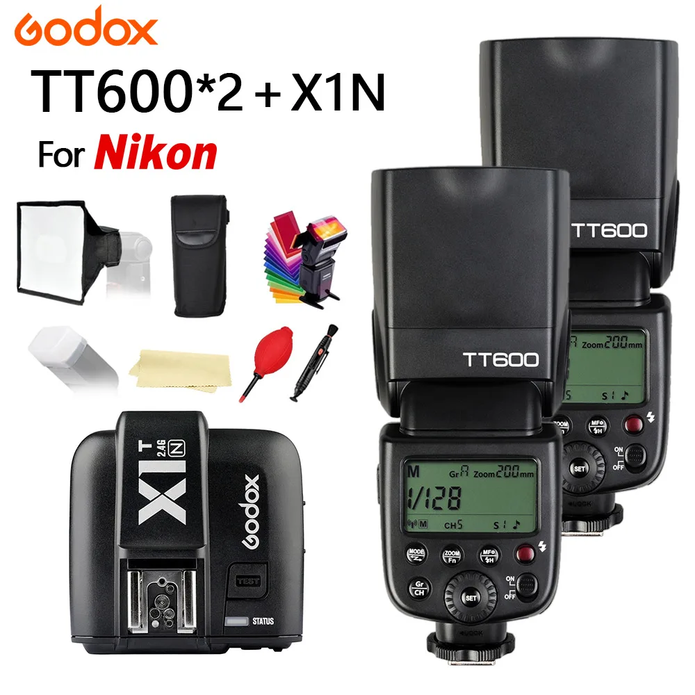 2X Godox TT600 2 4G Беспроводная камера Вспышка Speedlite + X1T-N передатчик триггер для NIKON D5300