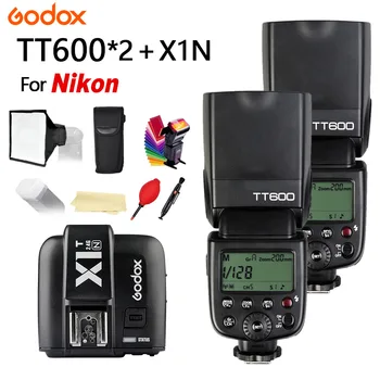 

2X Godox TT600 2.4G Wireless Camera Flash Speedlite + X1T-N Transmitter Flash Trigger for NIKON D5300 D3400 D7200 D90 D3300 D750