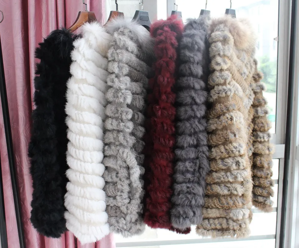 genuine rabbit fur poncho big size with collar (19)