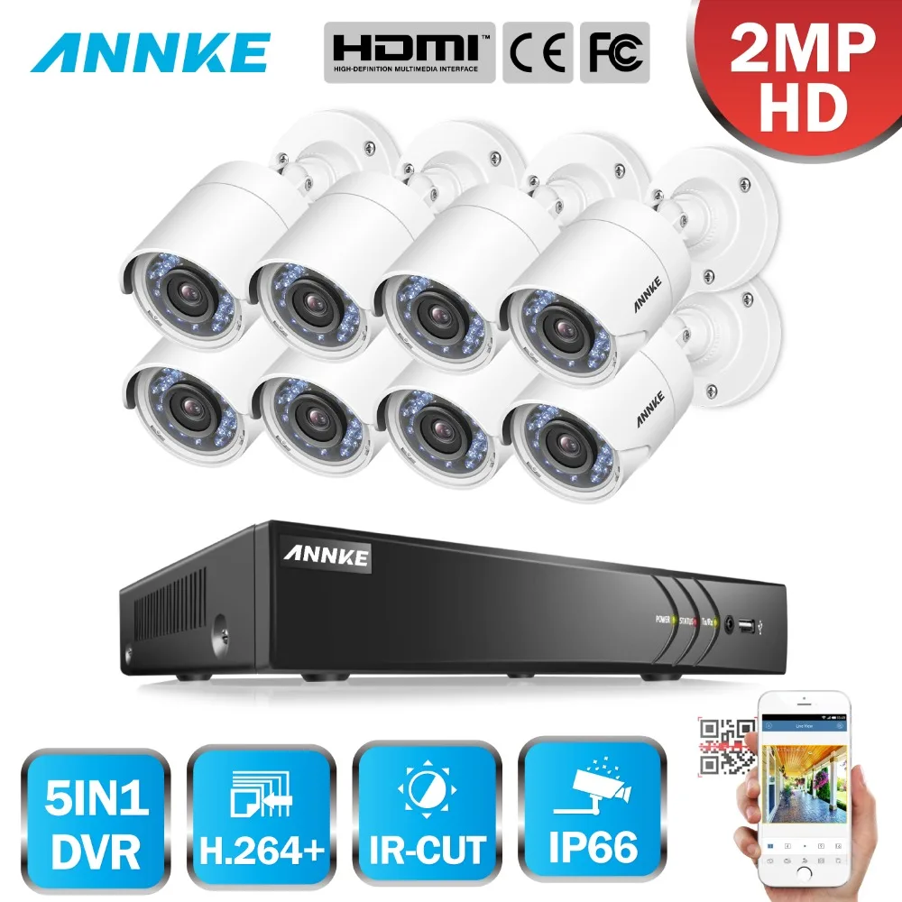 

ANNKE 3MP 8CH HD TVI CVI AHD IP 5in1 DVR VCA 8pcs 2MP 1080P HD Smart IR Day Night CCTV Camera Weatherproof Video Security System