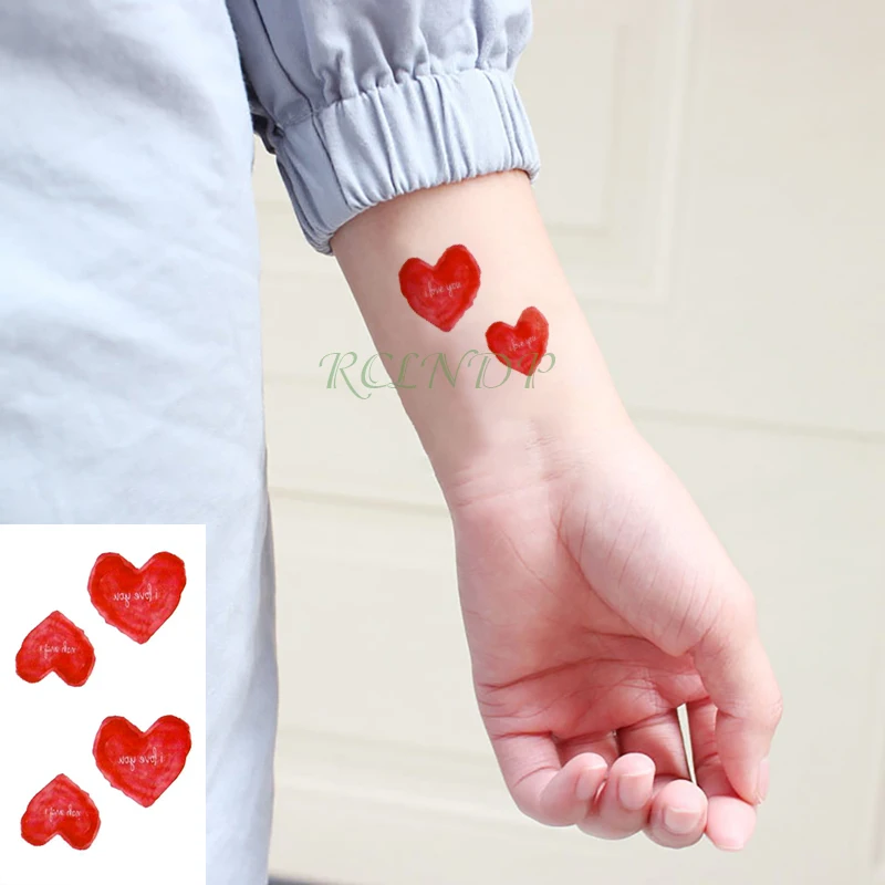 

Waterproof Temporary Tattoo Sticker red heart love small art tatto flash tatoo fake tattoos for girl men women kid