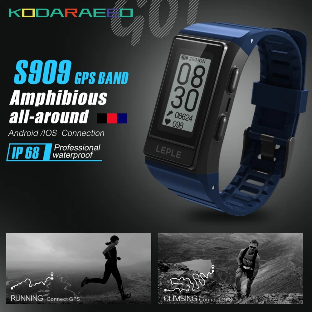 

S909 Smart Bracelet LCD Screen IP68 Waterproof Heart Rate tracker/Sleep Monitor Sedentary Reminder Multiple GPS Sports Watch