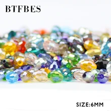Btfbes grãos de arroz cristal austríaco forma oval contas 50 pçs 6*8mm cristal de vidro solto bola contas para fazer jóias pulseira diy