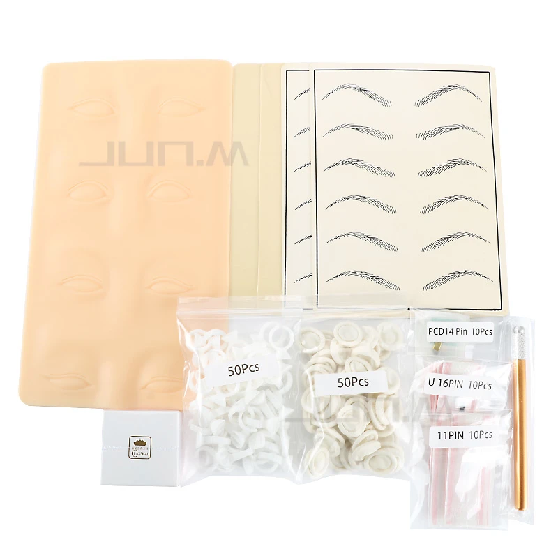 

Tattoo Microblading Learner Kits For Eyebrow Permanet Makeup Beauty With 30 Needle Blade 5 Practise Skin1 Deep Coffee Paste