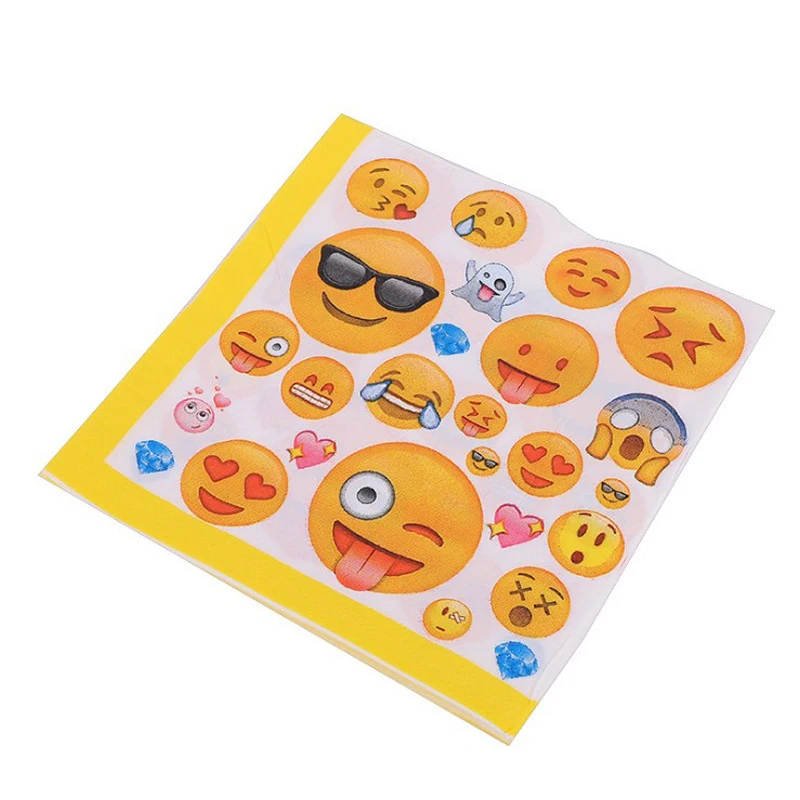 20pcs/pack Emoji Theme Towels Kids Child Favors Paper Napkins Baby