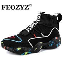 FEOZYZ Knit Vamp High Top Sneakers Men Women Size 35-47 Life Running Shoes Breathable Sport Shoes Zapatillas Hombre Deportiva