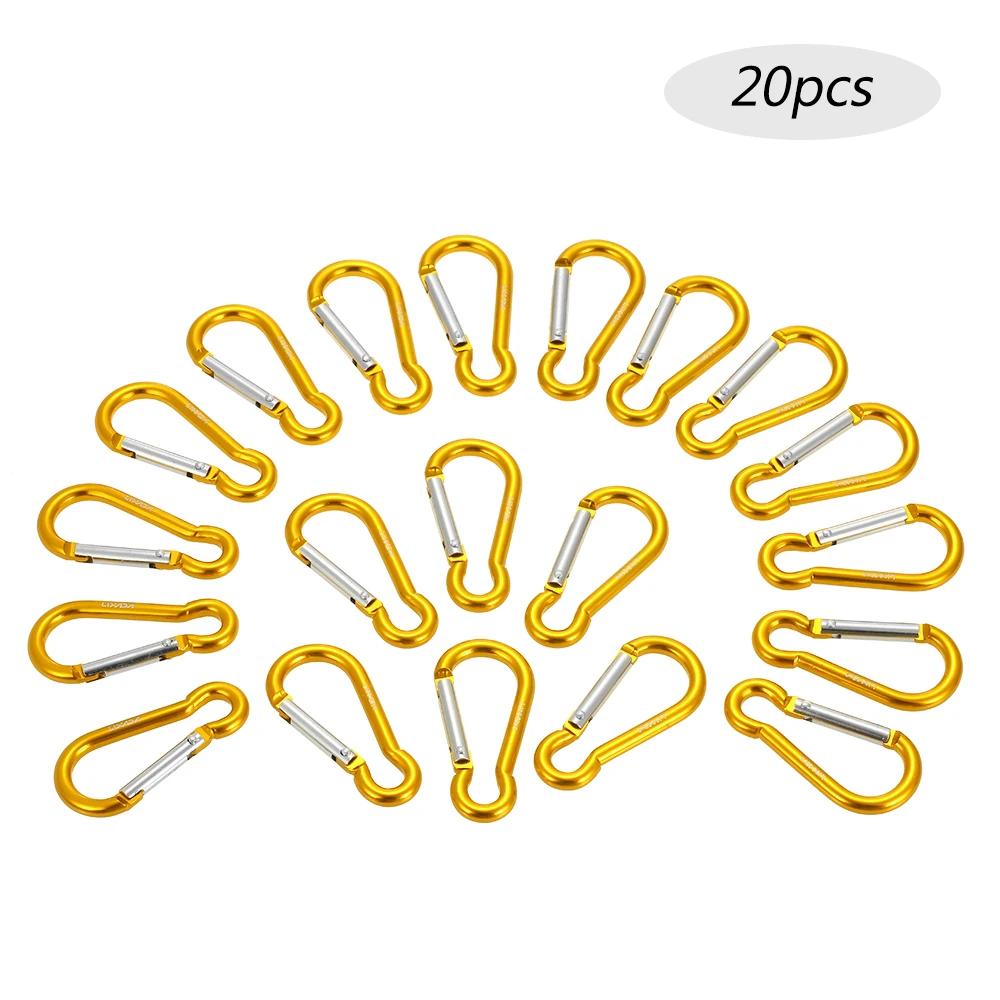

Lixada 20PCS Aluminum D shape Carabiner Survial Key Chain Mini Spring-loaded Hook Clip for Camping Fishing Hiking Traveling