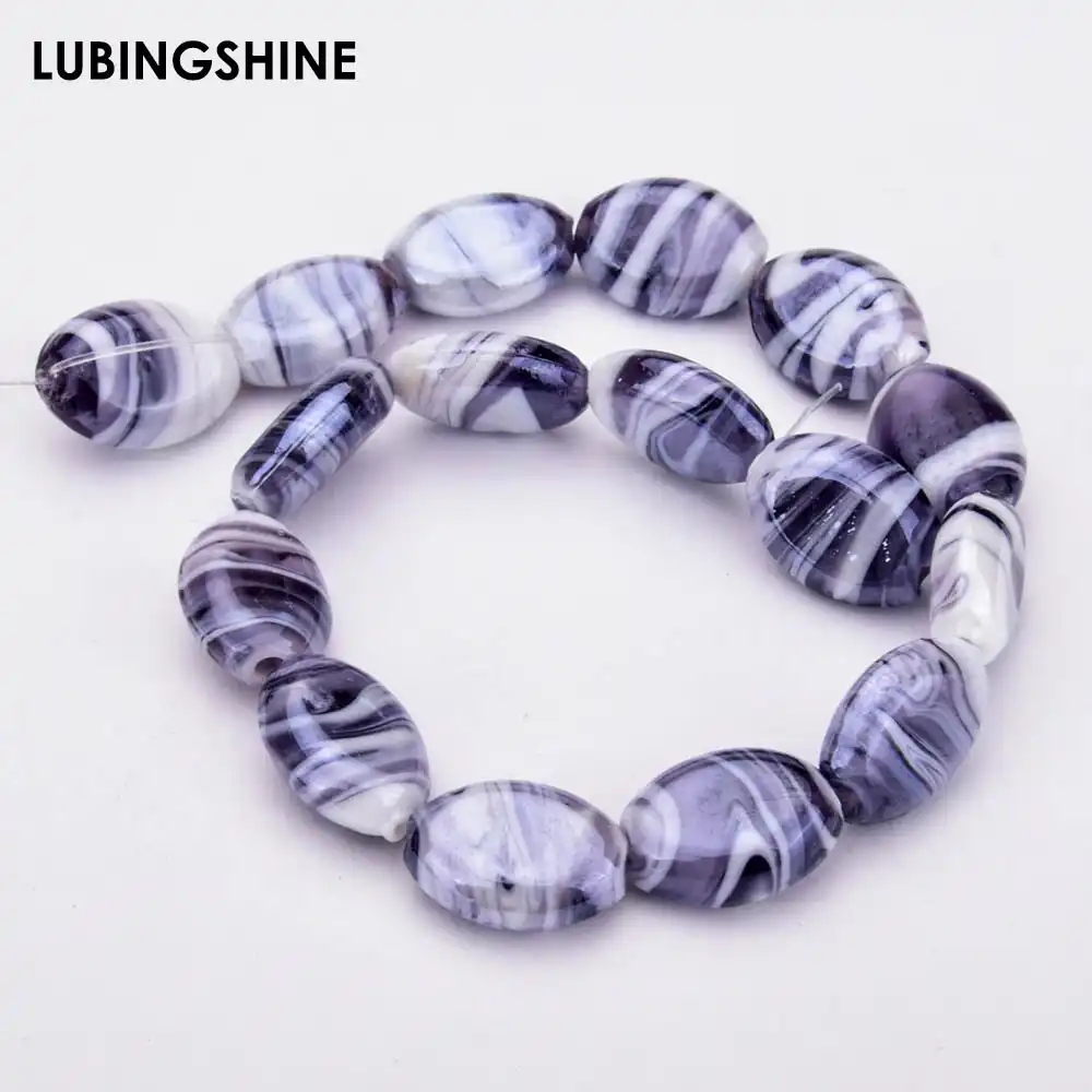 Lot 10 round beads 8 mm Lampwork Murano amethyst silver leaf