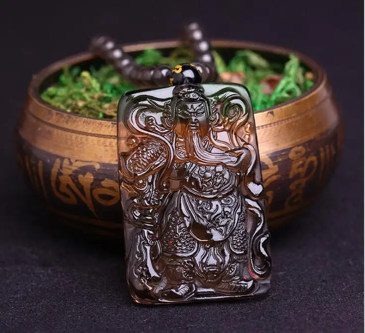

Genuine natural ice obsidian,Guanyu pendant,men's Necklace body armor pendant gifts