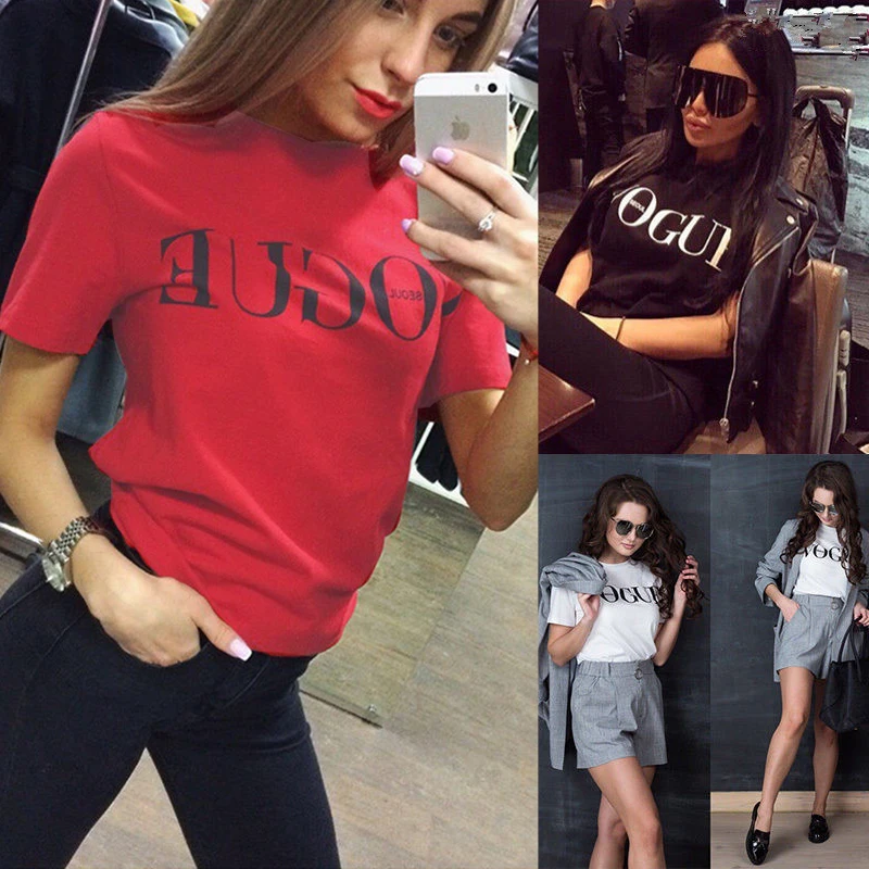 

Fashion Summer Women Casual Vogue Short Sleeve Ladies T-Shirt Loose Tops