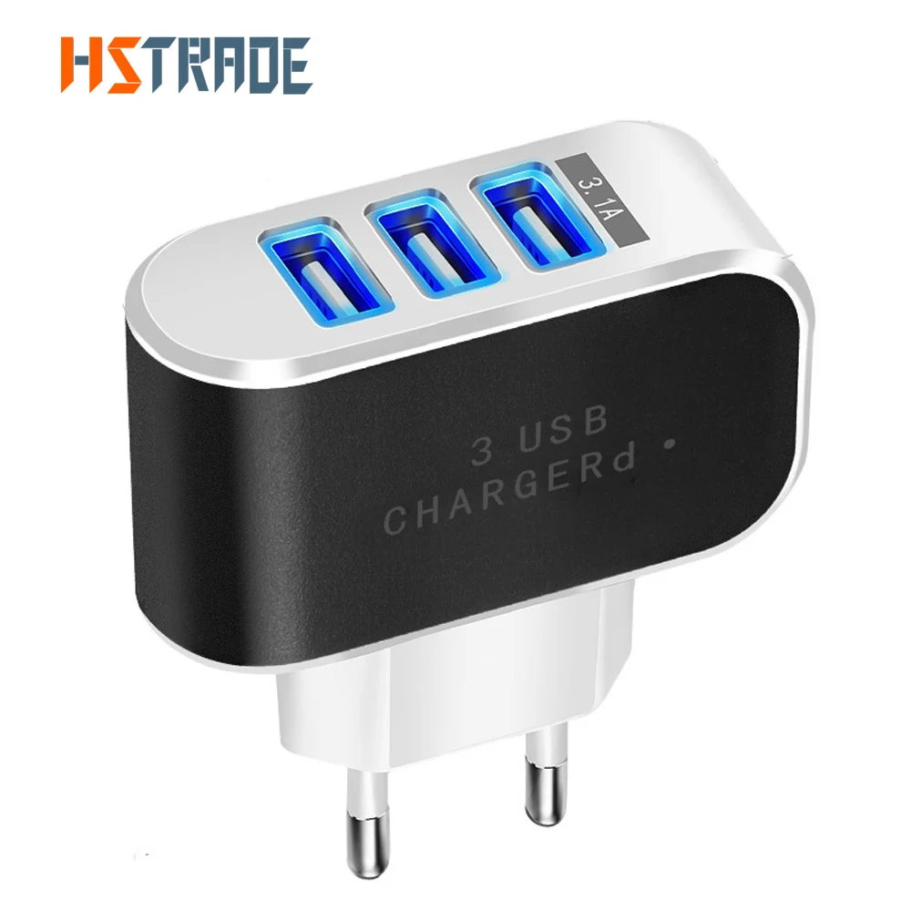 3 port USB charger 2A EU portable charger adapter connected to the battery charger iPhone 5 6 8