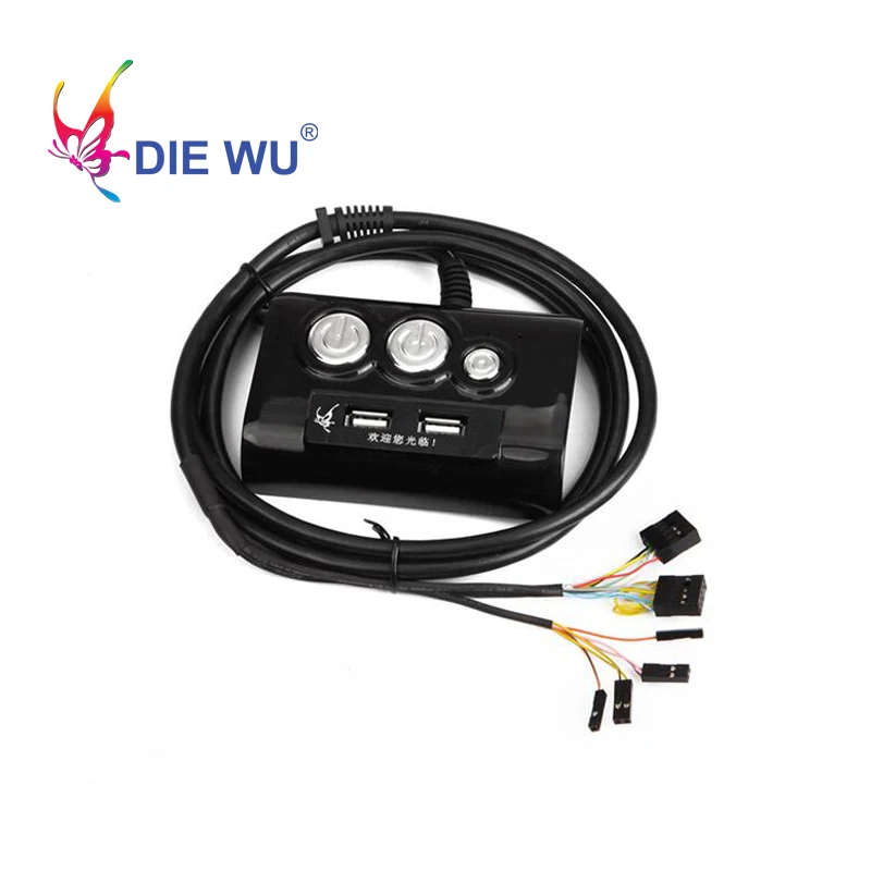 

Desktop Computer PC Case Power Supply on/off Reset Button Switch with Double USB and Audio Ports for Office Internet Cafes