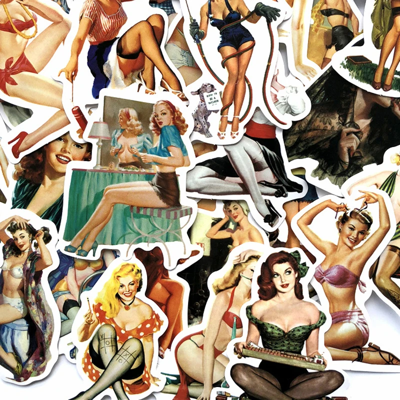 50 Pcs Retro Pvc Waterproof Sexy Beauty Girls Stickers For Laptop Motorcycle Skateboard Luggage Car Decal Toys for Children Gift