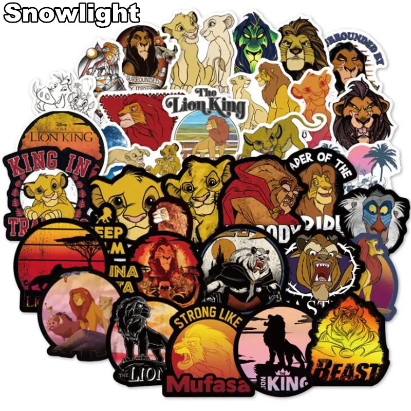 

50Pcs Anime The Lion King Retro Adventure Sticker For Skateboard Luggage Motorcycle Graffiti JDM Cartoon PVC Waterproof Sticker