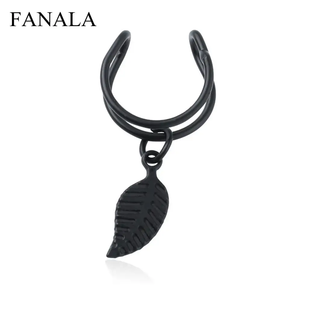 Black Gun Plated Женские Модные клипсы в форме листа, не пронзенные серьги-клипсы, дизайн, серьги в стиле панк, Прямая поставка, ювелирные изделия - Окраска металла: Black Gun Plated