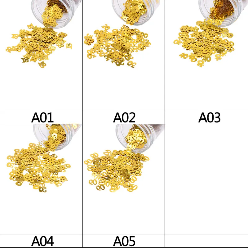 2 мешка для сбора 18/30/40/50/60 золотые блестки Digitals конфетти счастливого День рождения номер Разбрасыватели конфетти для стола посыпать с металлическими украшениями