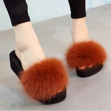 New Summer Shoes Woman Fox Fur Slippers Real Fur Slides Female Furry House Flip Flops Casual Beach Sandals Fluffy Plush Shoes#42 New Summer Shoes Woman Fox Fur Slippers Real Fur Slides Female Furry House Flip Flops Casual Beach Sandals Fluffy Plush Shoes#42
