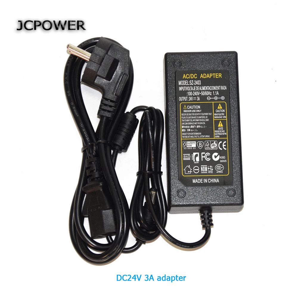 JC Мощность DC24V Питание AC 100 до 240 В до 24 В 1A 2A 3A 4A 5A трансформатора ЕС США адаптер для 24 В 5050 3528 Лампы