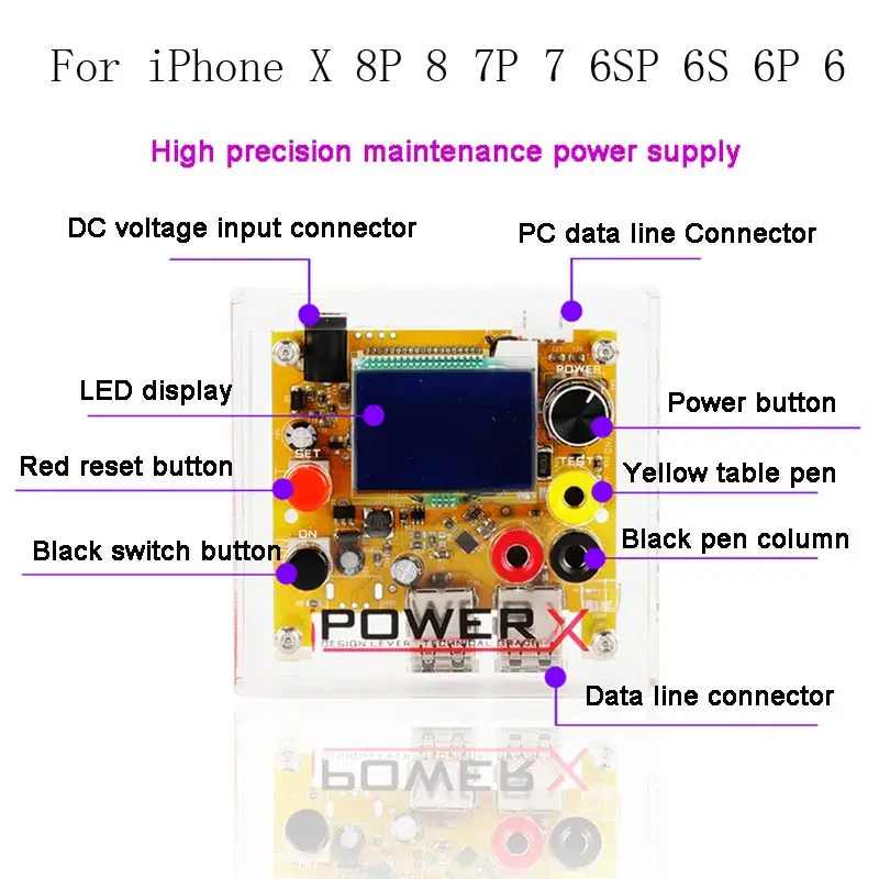 

iPOWER X Box For iPhone high precision DC to DC power supply Voltage tester input battery simulator ports for iPhone X 8 7 6