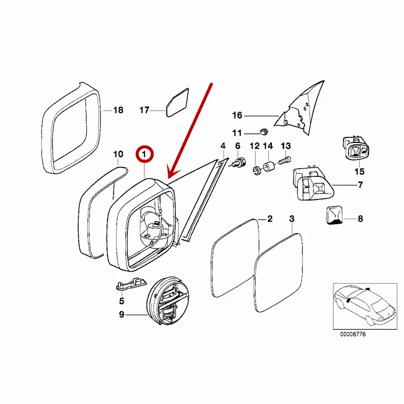 51168144406 51168144407 Автомобильное зеркало заднего вида в сборе 3 серии 325I E36 320I 328Ib mw320I зеркало заднего вида в сборе
