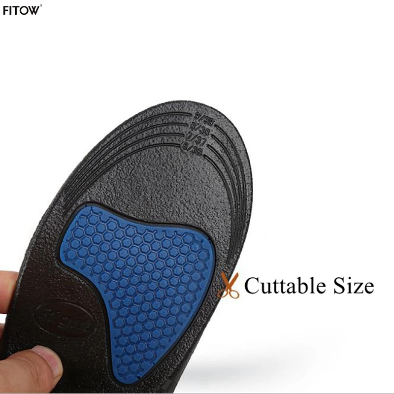 Newest Unisex PU Insole with Gel Shock Absorbant Size 36-45 Insoles Women and Men Cushion Comfort Pads with Cuttable Size