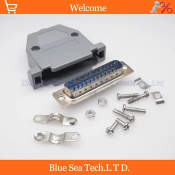 

20sets New male connector DB25 25Pin Serial Port male Socket + Plastic shell serial parallel port wire-type Free shipping