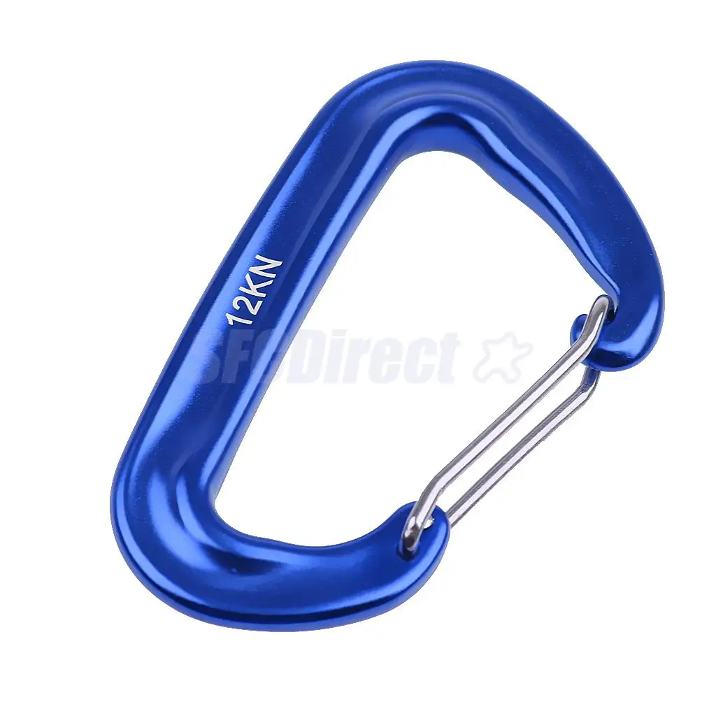 MagiDeal 12KN Aluminium Climbing Carabiner D Shape Spring Snap Climb Clasp Clip Hook Locking Buckle Outdoor Climbing Accessories