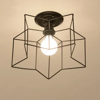 

BOKT Simple Black White Kitchen Ceiling Lights Metal Bird Cage Diamond Vintage Ceiling Lamp Living Room Bathroom Aisle Decor