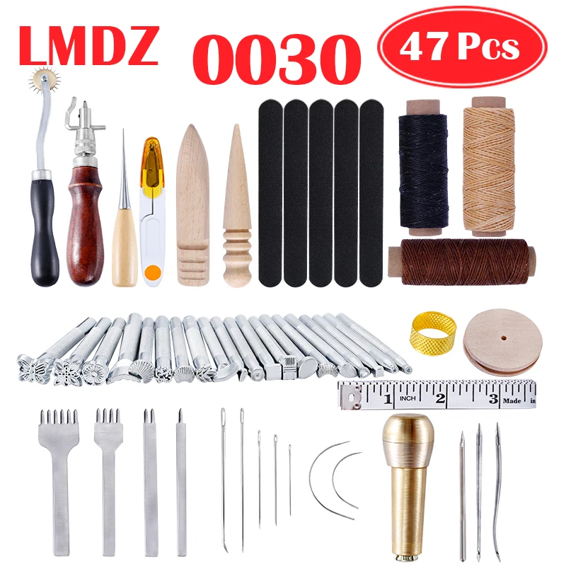 LMDZ Наборы инструментов для кожевенного ремесла, Ручное шитье, инструмент для шитья, седло, грувер-пробойник, набор инструментов, дерево, металл
