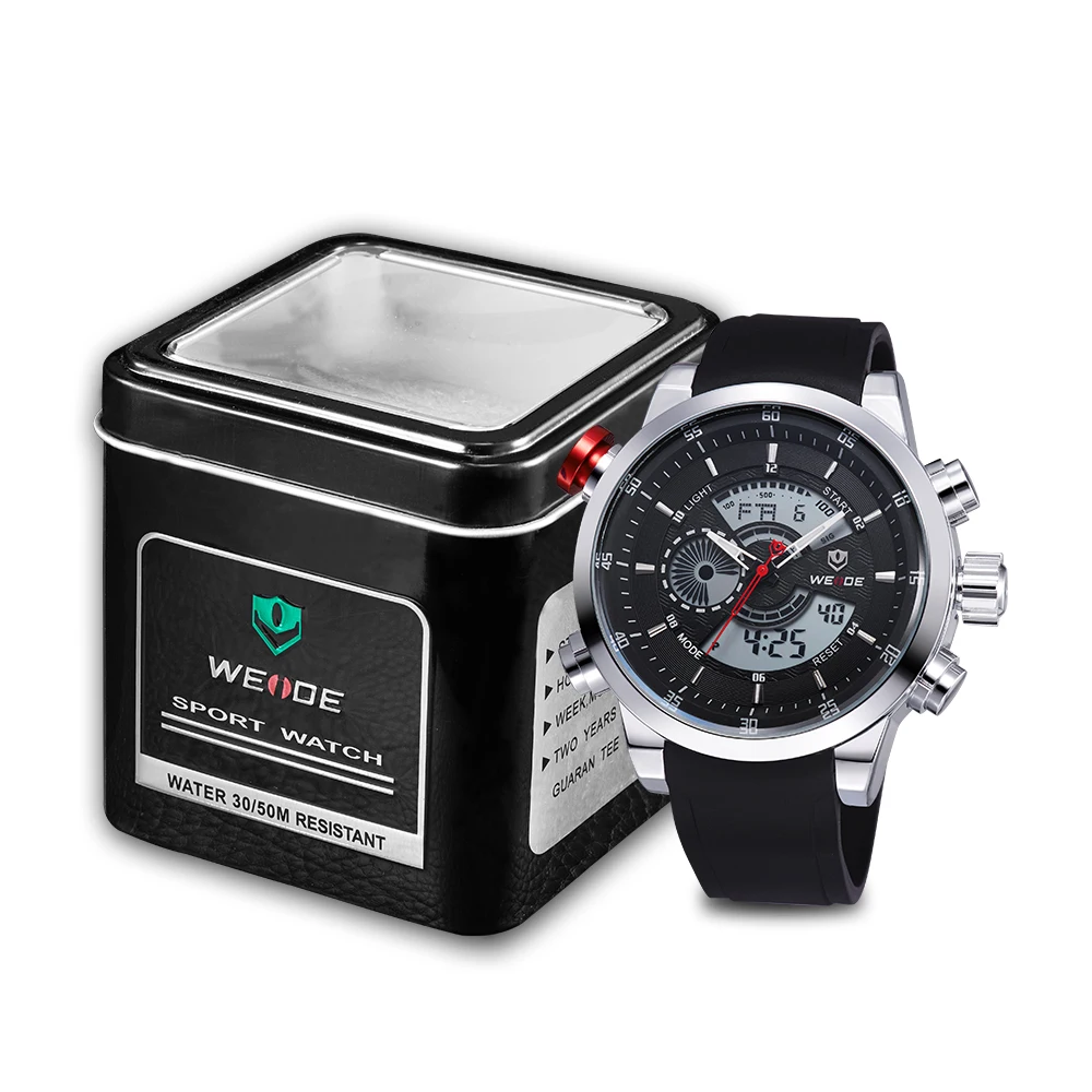 WEIDE Кварцевые Спортивные Наручные Часы повседневные Оригинальные Мужские