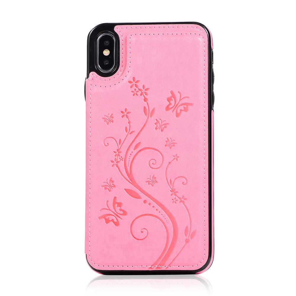 Розовый KISSCASE кожаный бумажник чехол для iPhone 7 8 6 6s плюс флип кожаный Слот для карт чехол для iPhone X XS MAX XR 5 5S SE крышка Fundas - Цвет: Розовый
