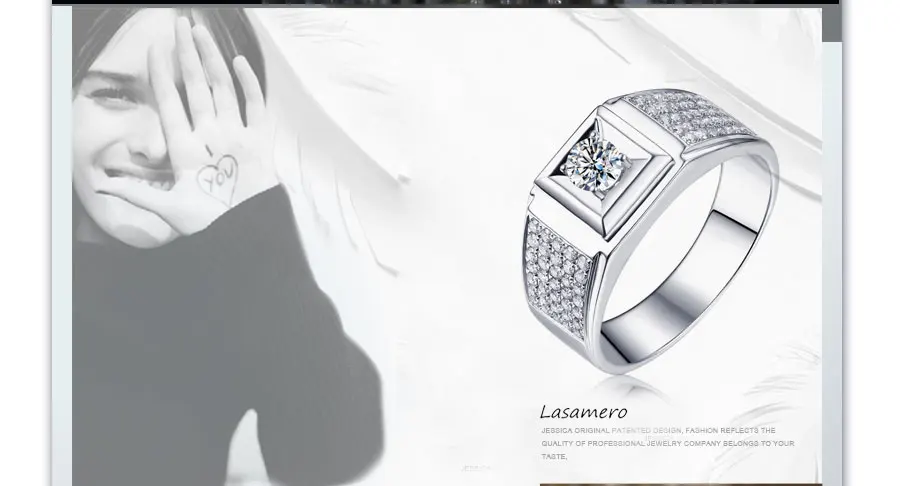 LASAMERO кольца для мужчин 0.304CT круглый вырез кольцо с натуральным бриллиантом 18 к белое золото обручальное кольцо